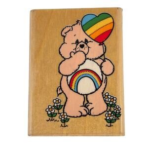 Care Bears Wood Block Rubber Stamp Care Rainbow Belly Balloon 1994 Stamp Affair